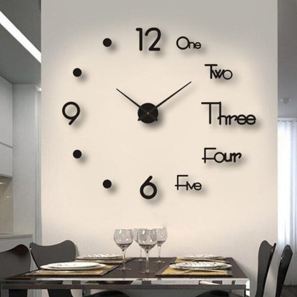 LuxRoyale Frameless Self-Adhesive 3D Wall Clock, Modern Minimalist DIY Decor
