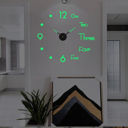 LuxRoyale Frameless Self-Adhesive 3D Wall Clock, Modern Minimalist DIY Decor