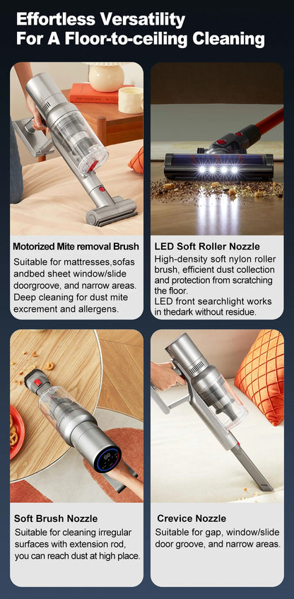 Cordless Handheld Vacuum Cleaner – 27000PA Suction, Touch Screen & Smart Dust Sensor