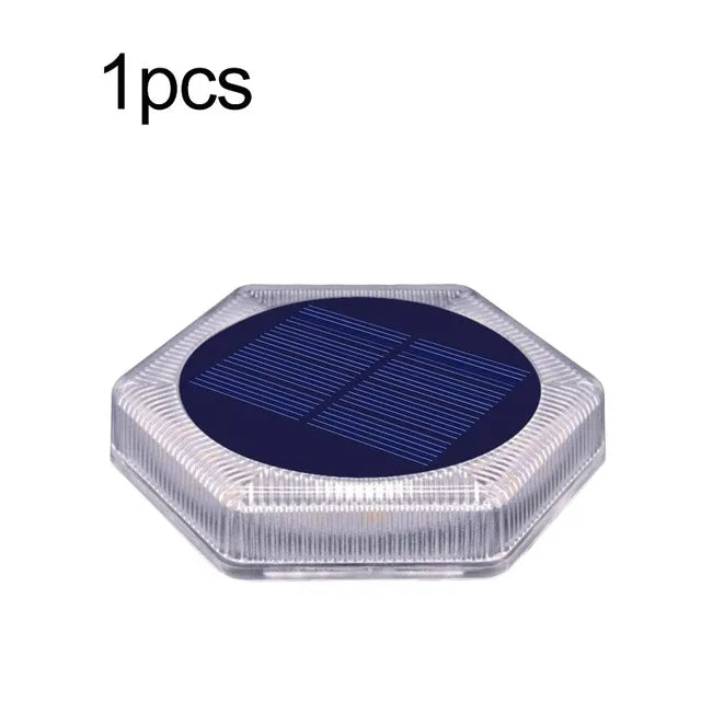 Solar Christmas Lights, Waterproof LED Deck Lights for Garden, Patio, Pathway, or Dock Decoration - Round