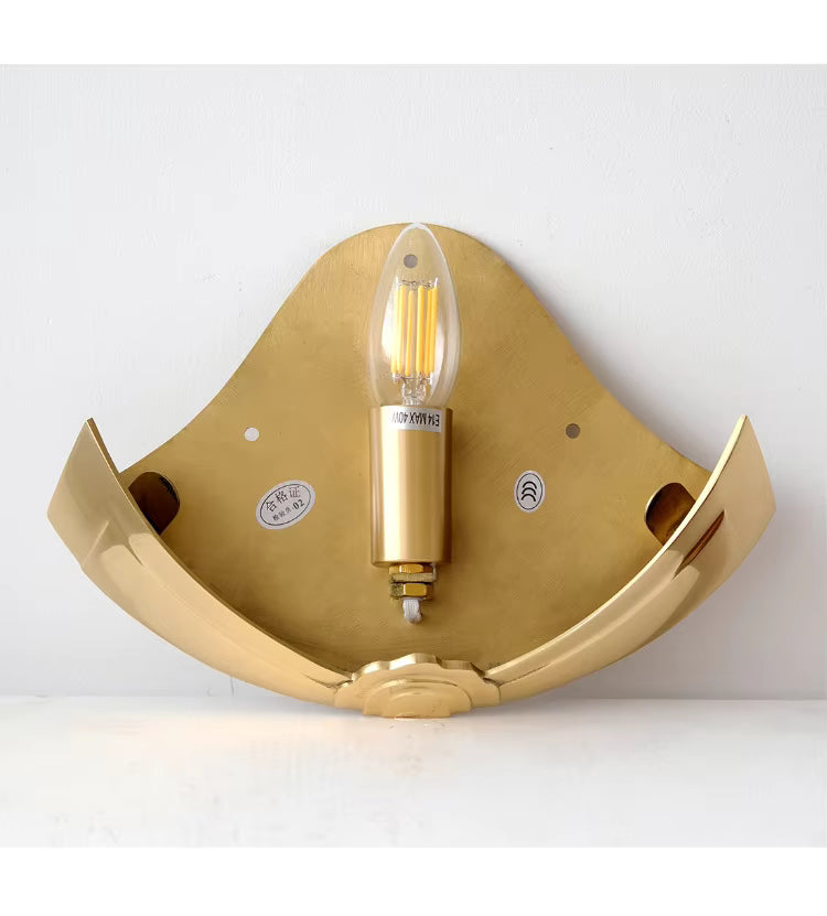 LuxRoyale Art Deco Scallop Shell Wall Sconce - Vintage Textured Glass Lamp