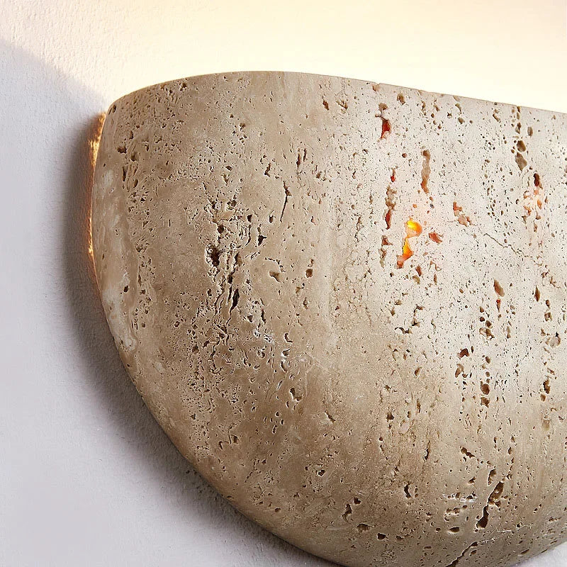 Royelux Minimal Wall Lamp With Natural Stone Texture WabiSabi Style For Calming Ambience