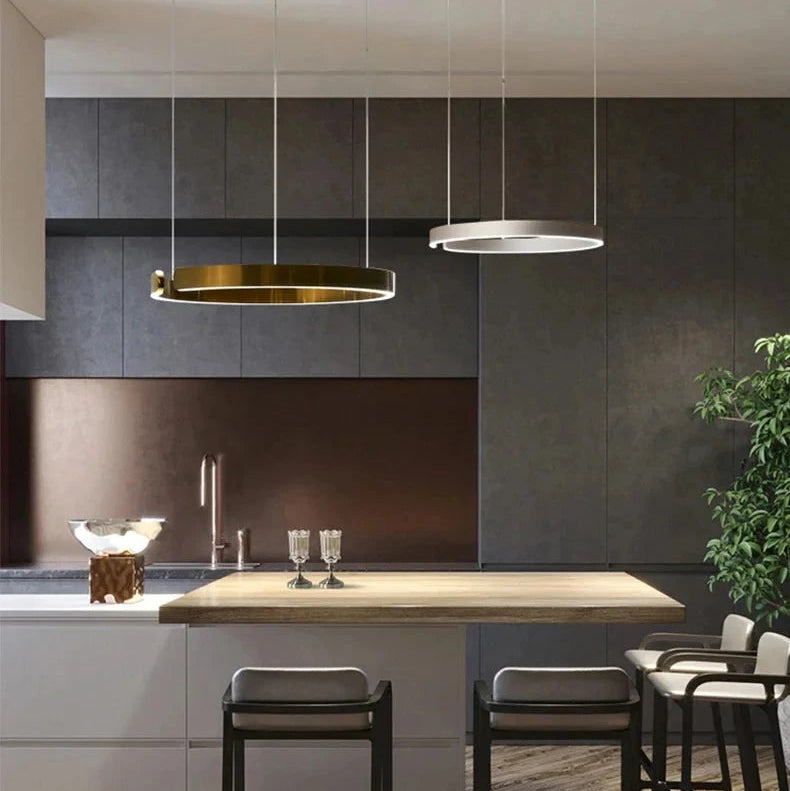 Rayvia Modern LED Pendant Light Round Design With Adjustable Brightness Warm White
