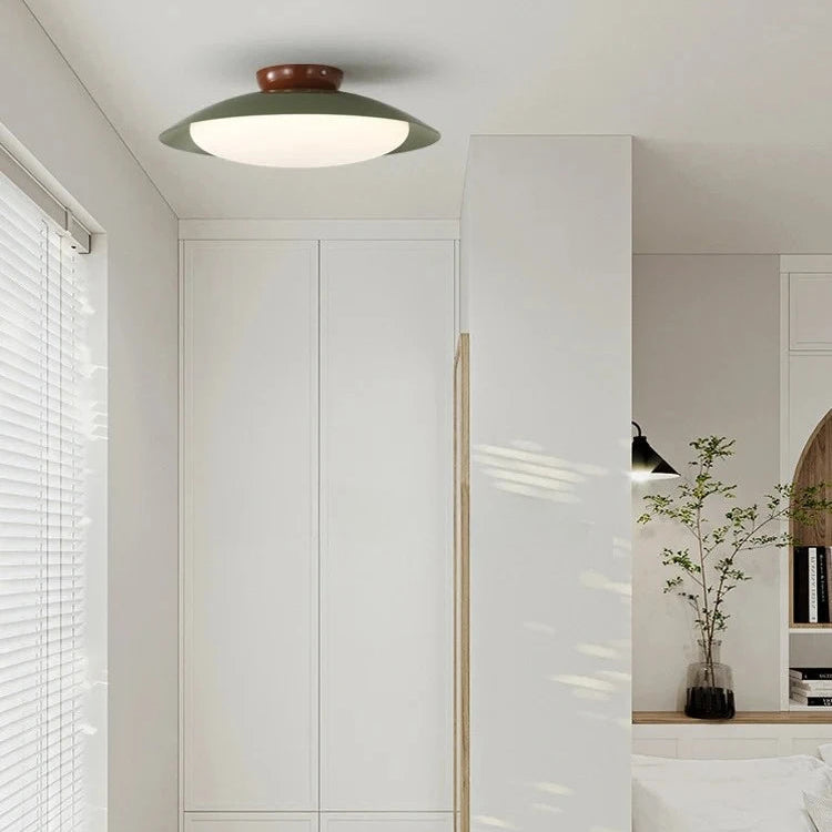 Rayvia Mid-Century Cream Iron Dome LED Ceiling Light With Warm Glow