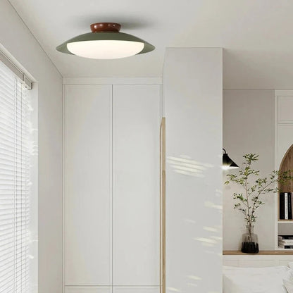 Rayvia Mid-Century Cream Iron Dome LED Ceiling Light With Warm Glow