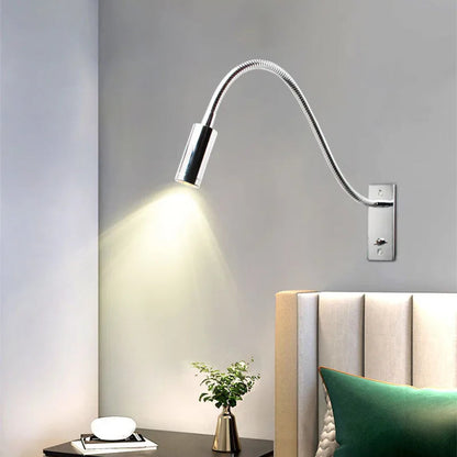 LuxRoyale Gooseneck Led Wall Sconce - Integrated Led, Adjustable Gooseneck, Art Deco Bedroom Lighting