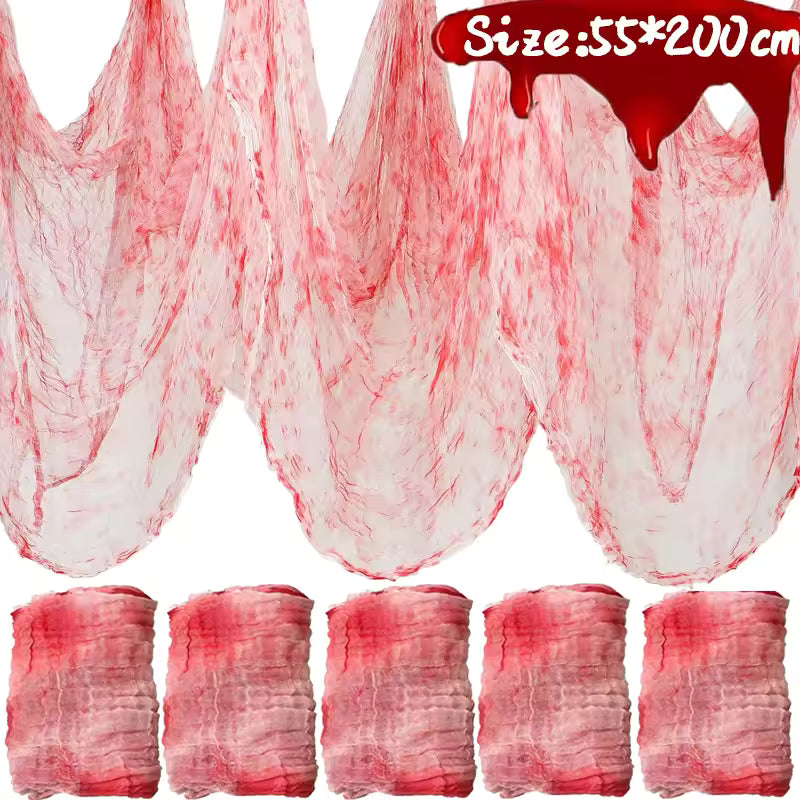 Rayvia Halloween Bloody Creepy Black Gauze Cloth Spooky Outdoor Party Decoration