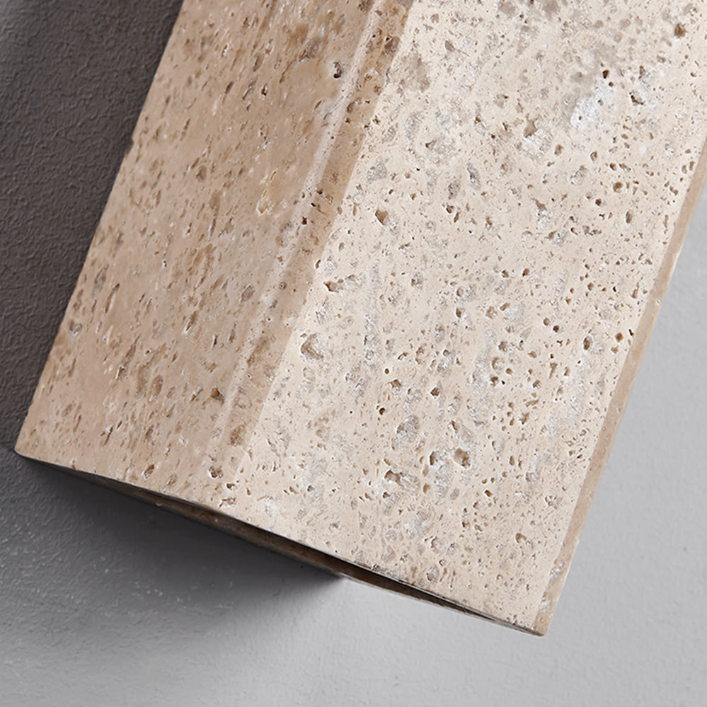 LuxRoyale Natural Travertine LED Wall Sconce- Wabi Sabi Cube Up Down Light