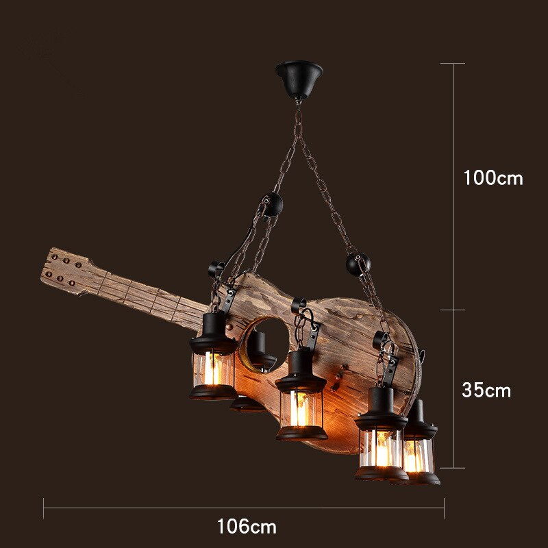Royaleva Antique Industrial Wood LED Ceiling Light - Pendant Lamps For Vintage Home Decor