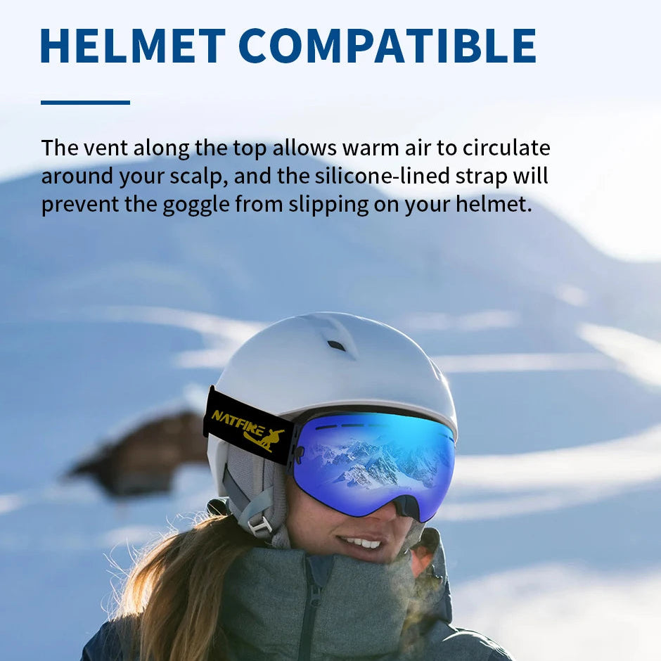 Luxora Double Layer Anti-Fog Ski Goggles with Interchangeable Lenses and UV400 Protection