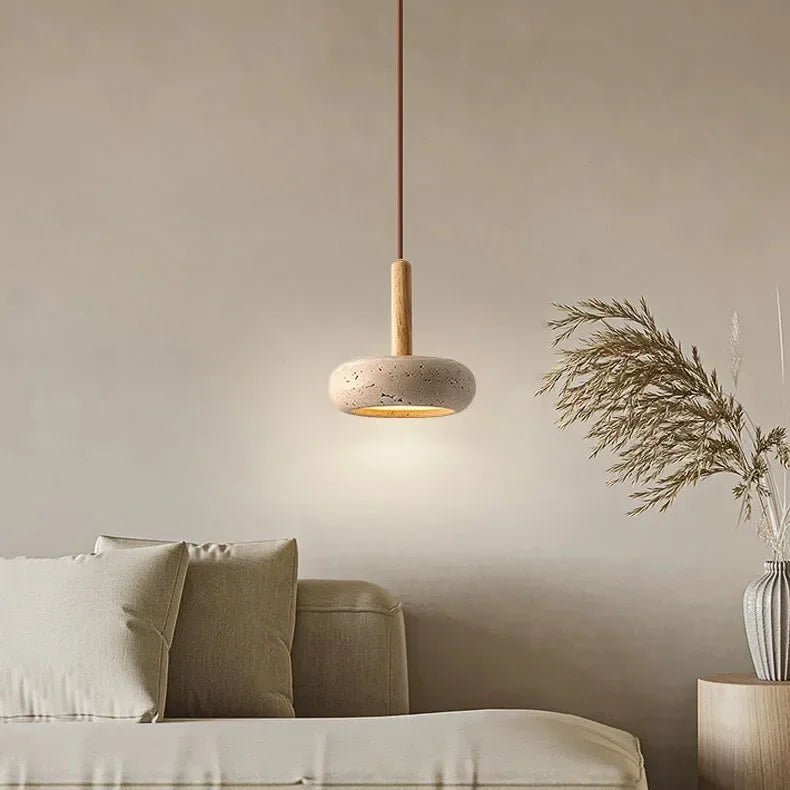 LuxRoyale Minimalist Copper Frosted Glass Pendant Lamp With Stone Accent for Soft Bedroom Lighting