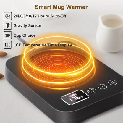 Smart Electric Mug Warmer – 3-Temp Control & Auto Shut-Off for Home & Office