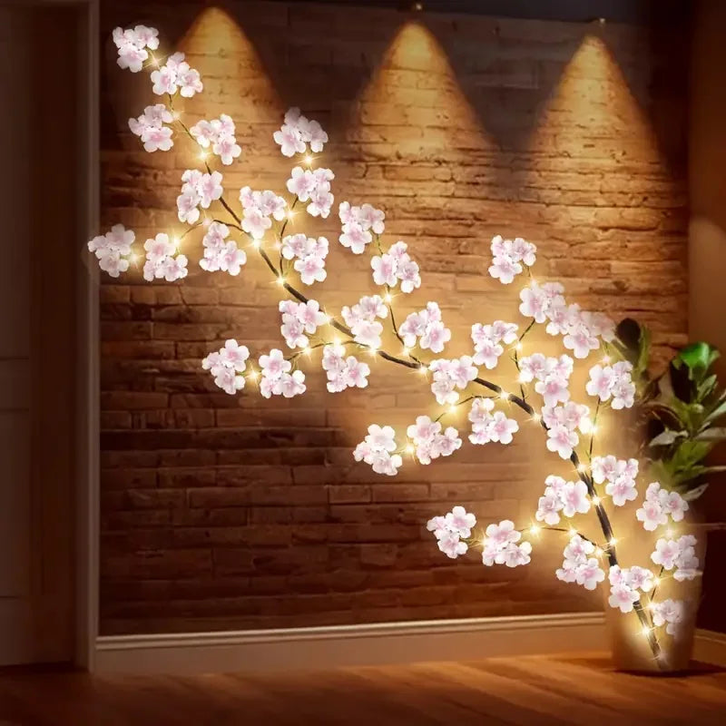 RoyaleGlow Cherry Blossom String Lights – 96 LED USB Branch Lamps - Cherry Blossom