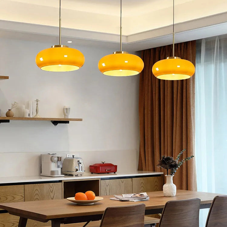 RoyaleGlow Nordic Milk Glass Pendant Light, Copper Shade Modern Hanging Lamp