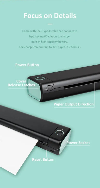 Royallure Pocket Thermal Printer – Compact Inkless, Bluetooth Print Anywhere