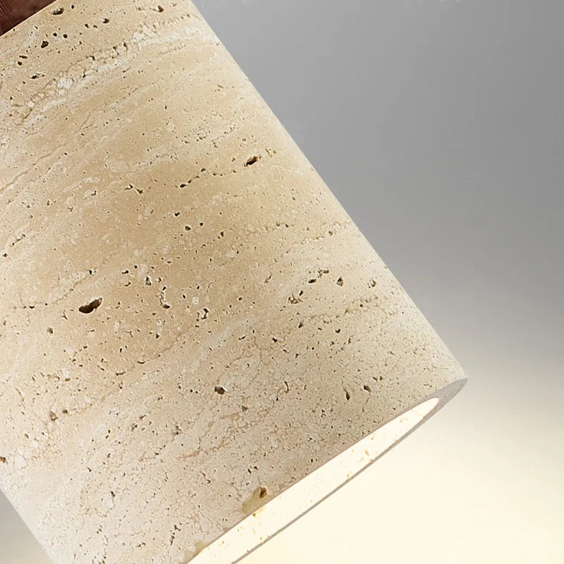 LuxRoyale Nordic Travertine Pendant Light, Minimalist Drum Fixture for Kitchen and Dining