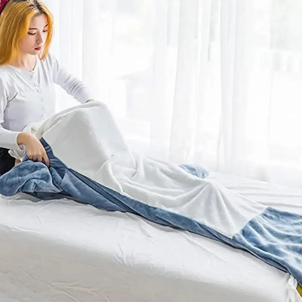 Shark Blanket Adult Cartoon Sleeping Bag Pajama Hooded Warm Flannel Funny Homewear Shark Onesie Sleeping Bag Winter Warm Blanket 1