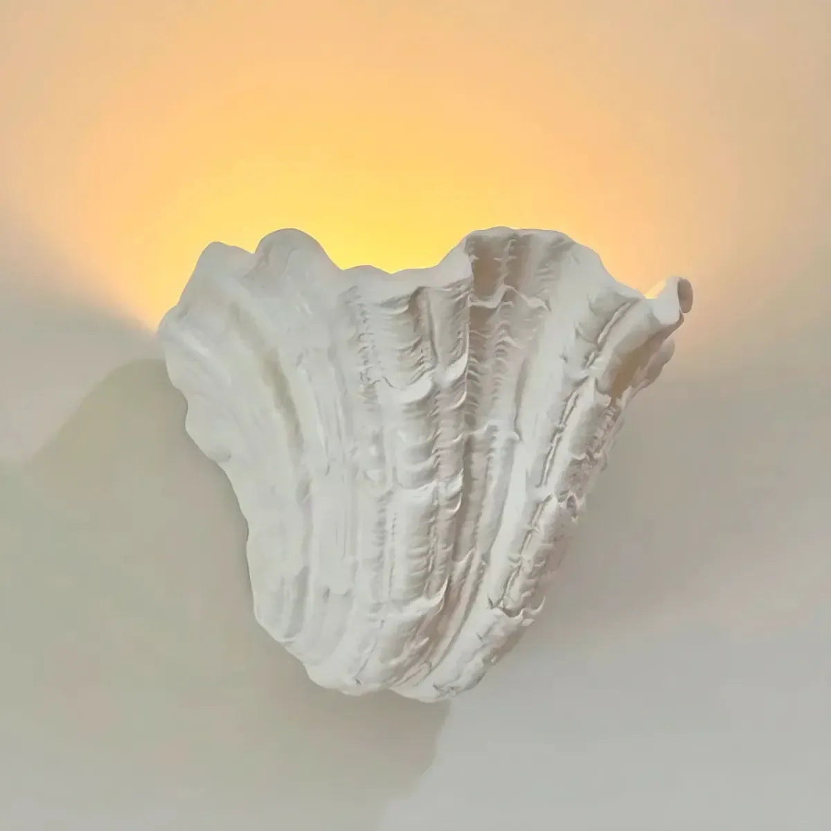 RoyaleGlow Handcrafted Plaster Seashell Sconce - Organic Modern Wall Light