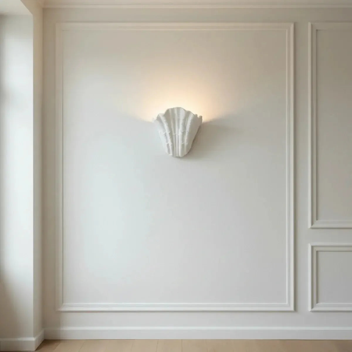 RoyaleGlow Handcrafted Plaster Seashell Sconce - Organic Modern Wall Light
