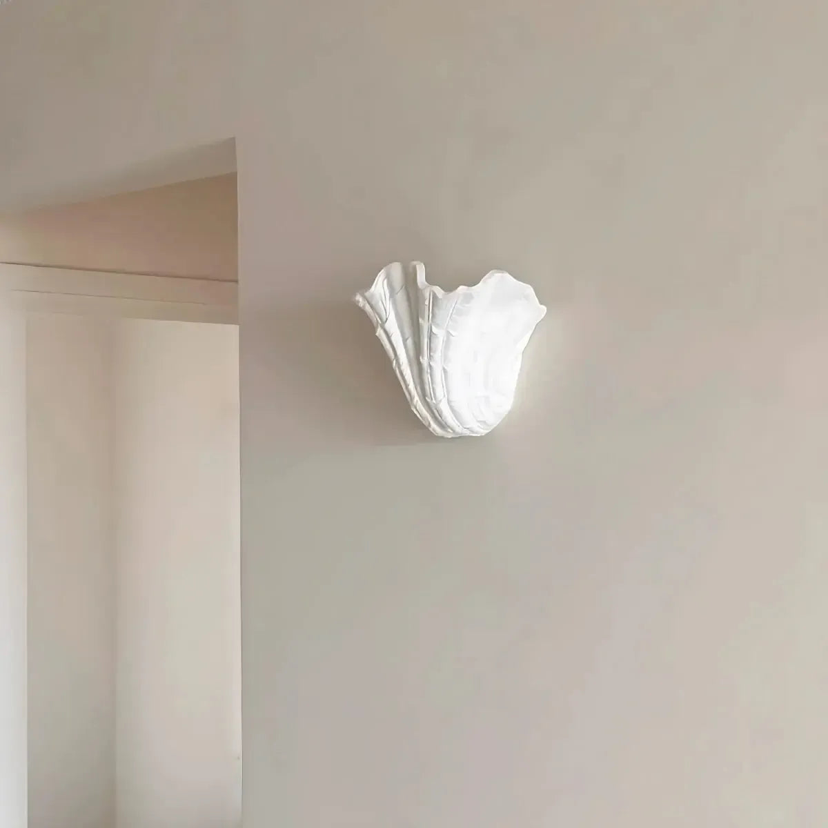RoyaleGlow Handcrafted Plaster Seashell Sconce - Organic Modern Wall Light