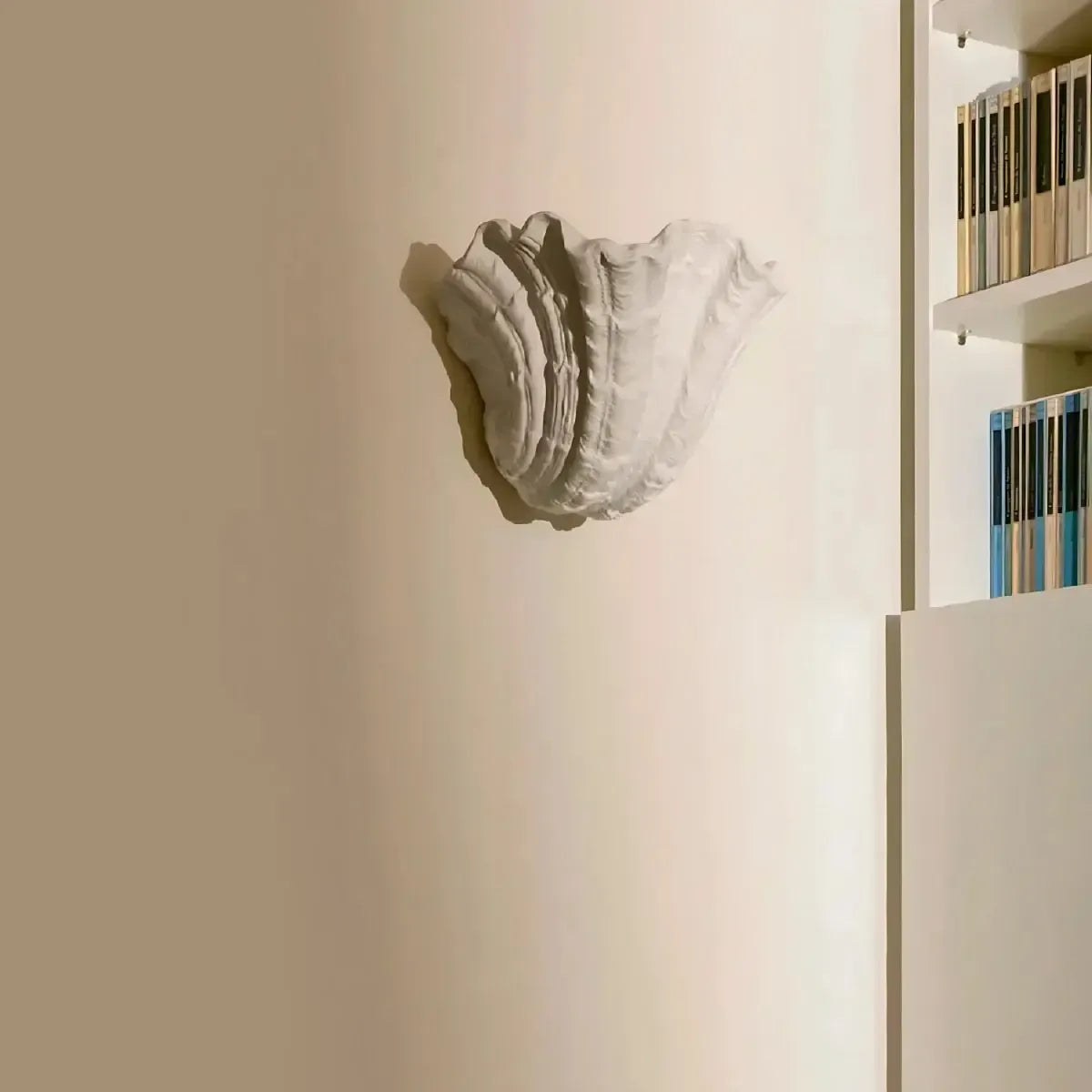 RoyaleGlow Handcrafted Plaster Seashell Sconce - Organic Modern Wall Light