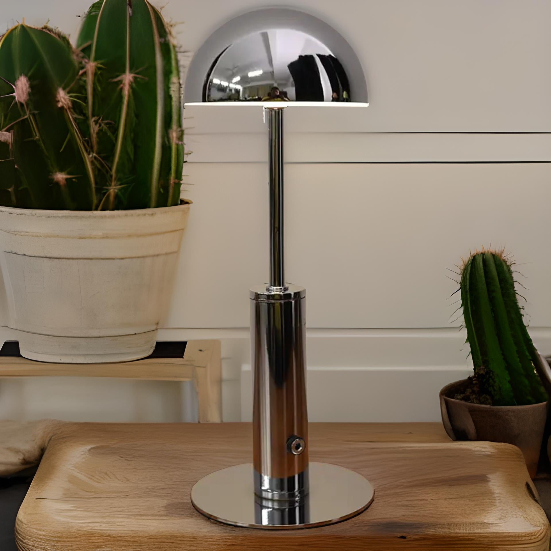 RoyaleGlow Cordless Table Lamp with Dimmable Warm Light, Rechargeable Touch Control - Perfect for Home, Bar, and Restaurant Ambiance - Silver