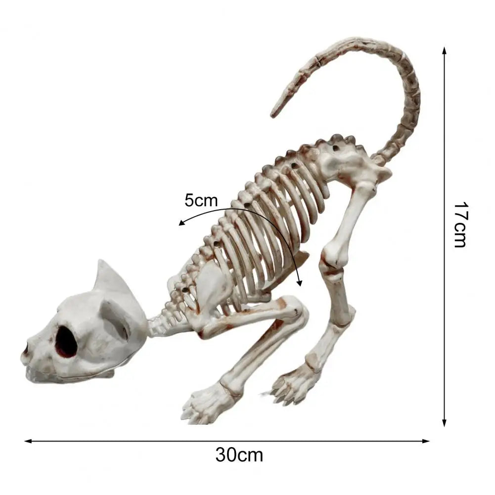 Skeleton Cat Decor Plastic Skeleton Ornament Decorative Creepy Animal Bones Yard Garden Decoration Festival Ambience 2