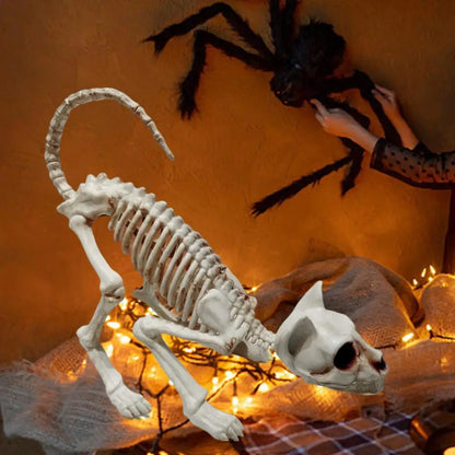 Skeleton Cat Decor Plastic Skeleton Ornament Decorative Creepy Animal Bones Yard Garden Decoration Festival Ambience 3