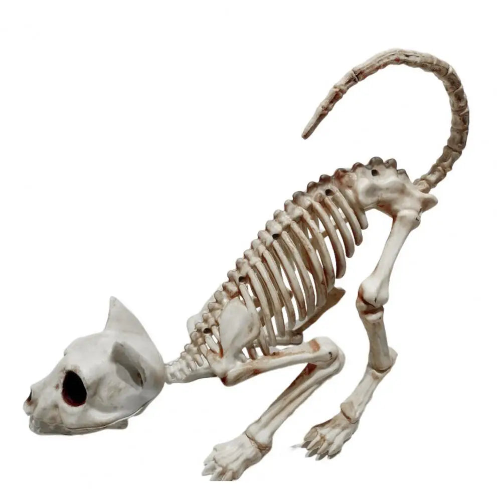 Skeleton Cat Decor Plastic Skeleton Ornament Decorative Creepy Animal Bones Yard Garden Decoration Festival Ambience 5