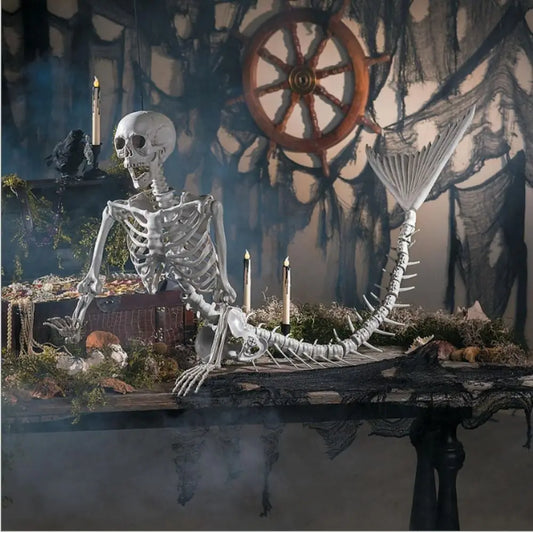 Skeleton Mermaid Skeleton Portable Plastic Decoration Fish Skeleton Statue 80cm Flexible Halloween Fish Skeleton Haunted House 0