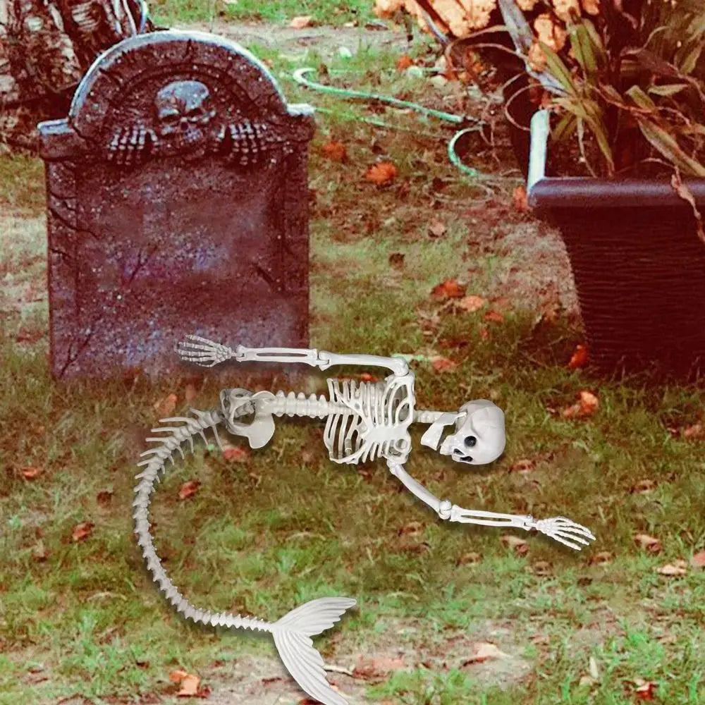 Skeleton Mermaid Skeleton Portable Plastic Decoration Fish Skeleton Statue 80cm Flexible Halloween Fish Skeleton Haunted House 4
