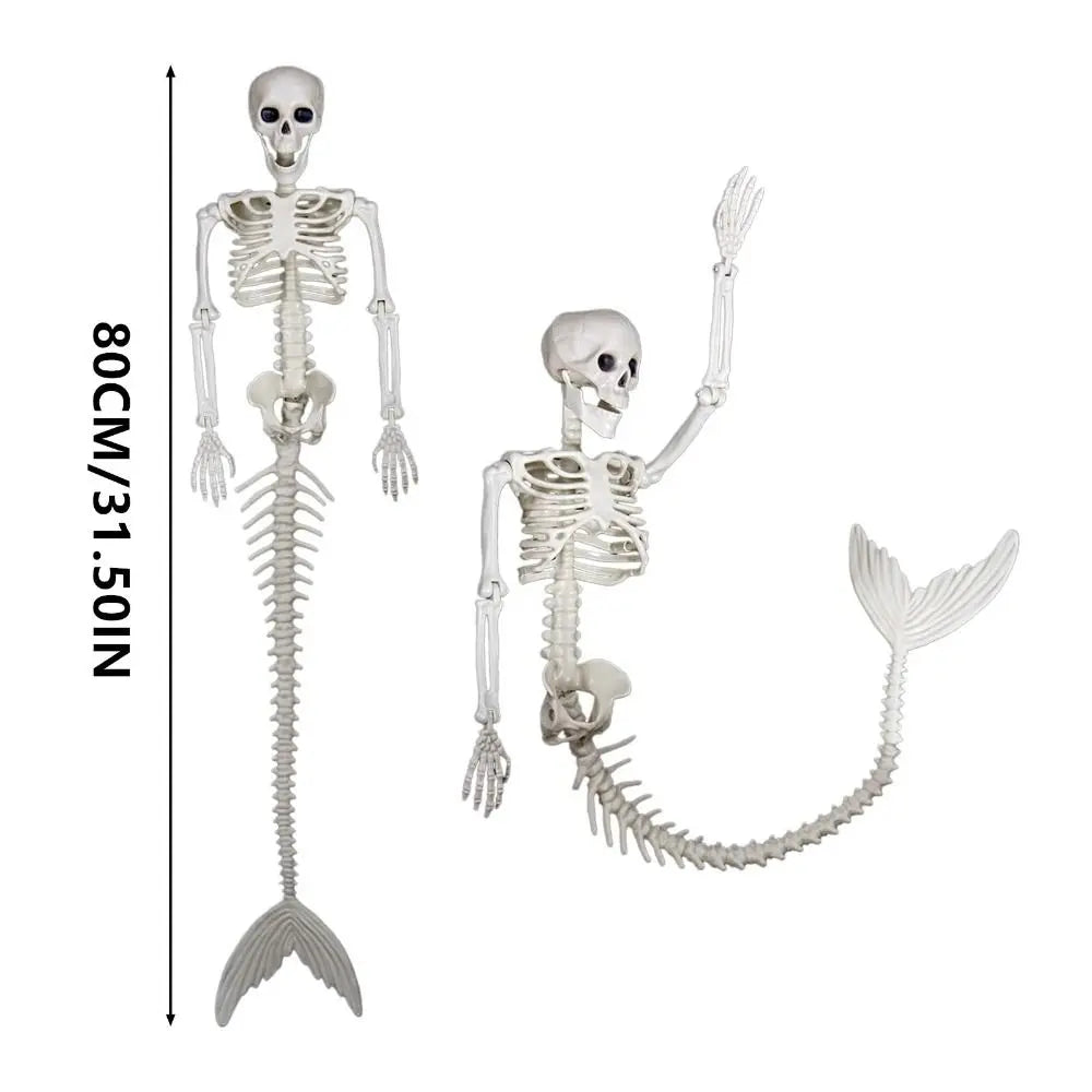 Skeleton Mermaid Skeleton Portable Plastic Decoration Fish Skeleton Statue 80cm Flexible Halloween Fish Skeleton Haunted House 5