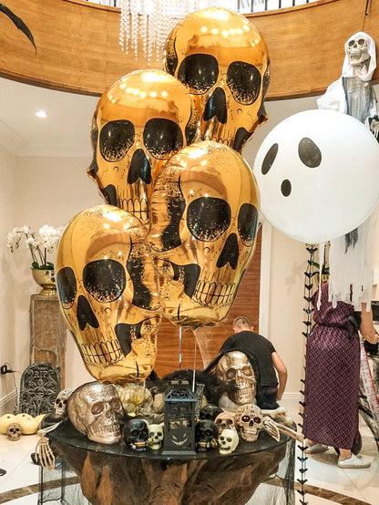 Skull Foil Balloon Halloween Decoration Ghost Party Day of the Dead Horror Party Decoration Haunted House Party Decoration 0
