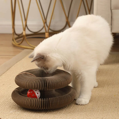 Furora Expandable Cat Scratcher Toy with Interactive Ball Track & Cozy Bed