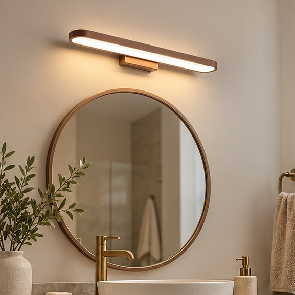 Slim LED Mirror Wrap Vanity Light: Seamless Halo Bar