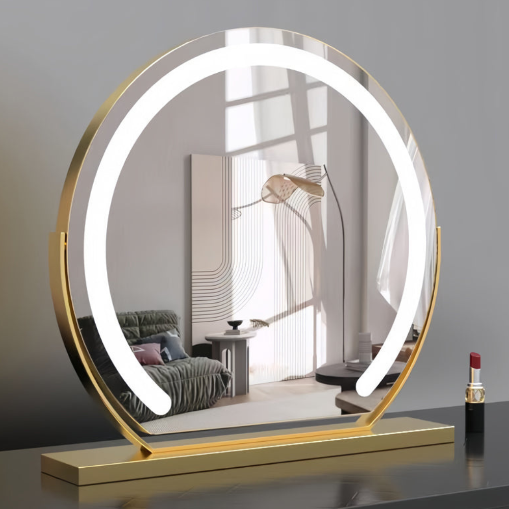 Smart Touch Lighted Makeup Mirror with Weighted Base - 360° Rotating Decor 0