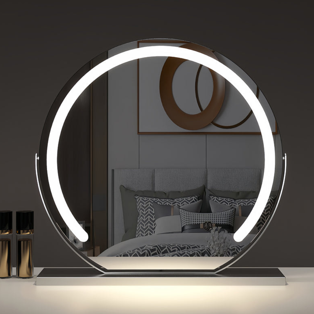 Smart Touch Lighted Makeup Mirror with Weighted Base - 360° Rotating Decor 2