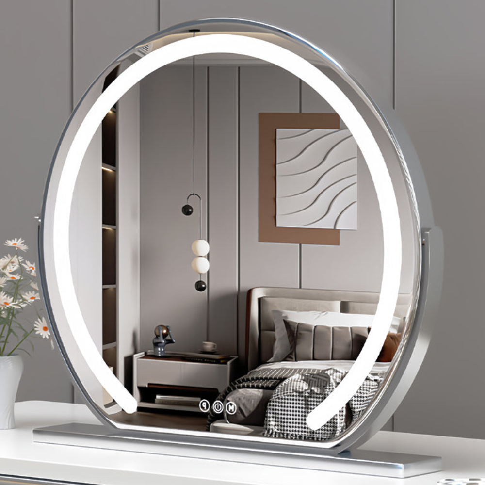 Smart Touch Lighted Makeup Mirror with Weighted Base - 360° Rotating Decor 3