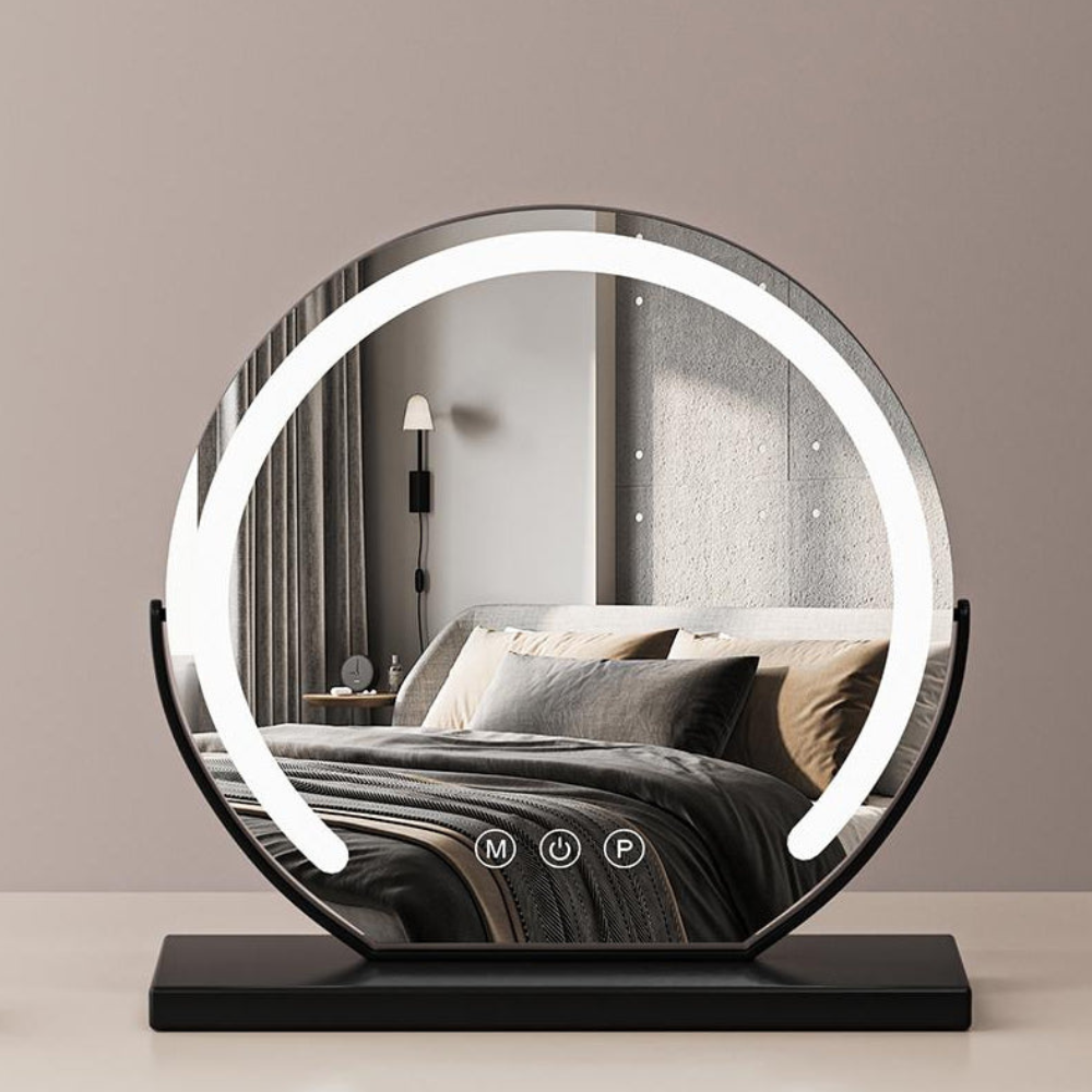 Smart Touch Lighted Makeup Mirror with Weighted Base - 360° Rotating Decor 5