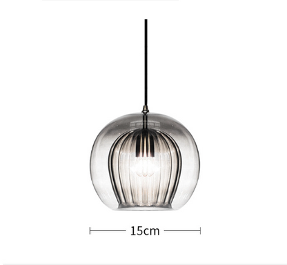 RoyaleGlow Elegant Glass Pendant Light Fixture - Modern Style & Warm Ambiance - 5.9 in / 15cm / Gray