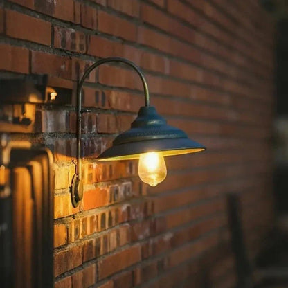 LuxRoyale Solar Wall Light Outdoor Vintage Inspired Iron Arm Glass Shade