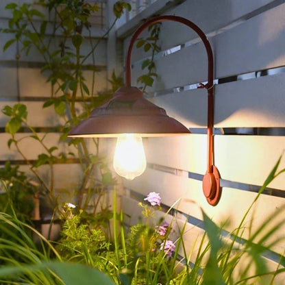 LuxRoyale Solar Wall Light Outdoor Vintage Inspired Iron Arm Glass Shade