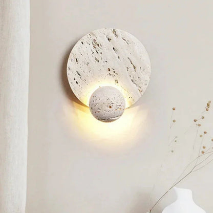 Royelux Modern Travertine Wall Sconce - Cream Natural Stone LED Lighting
