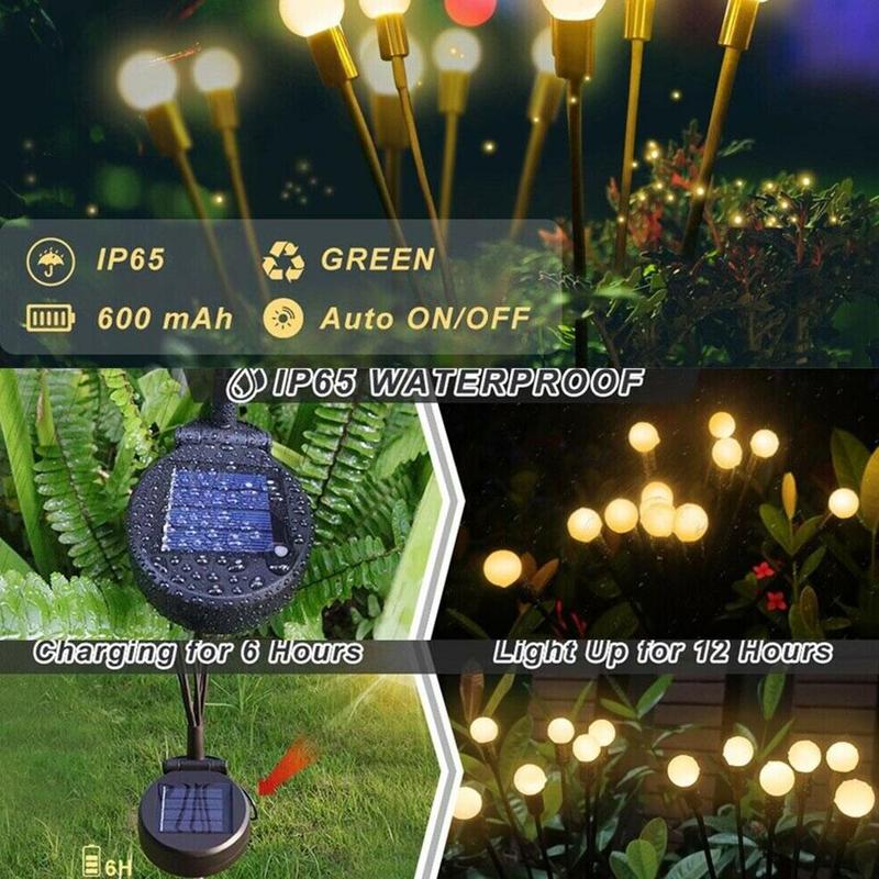 Lumora Solar Firefly Garden Lights - Swaying Warm White LED Outdoor Lighting - Warm White