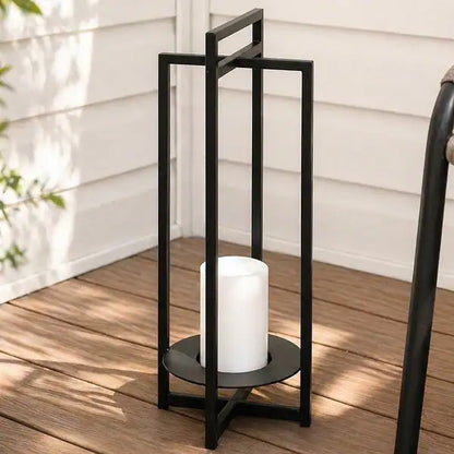 LuxRoyale 24" Solar Outdoor Lantern with Flickering LED Candle & Dusk-to-Dawn Sensor