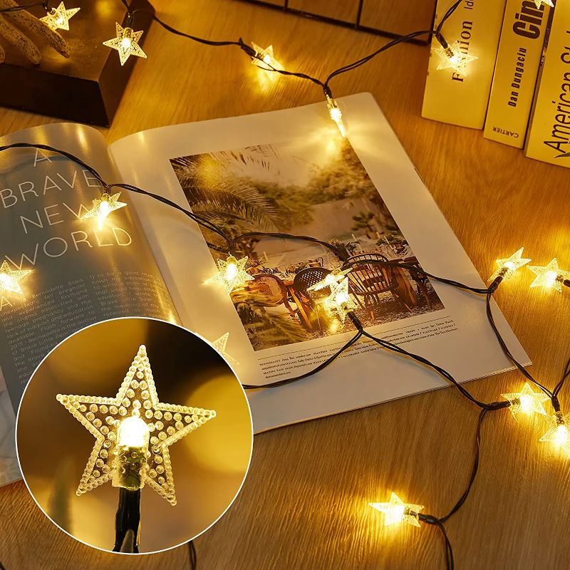 RoyaleGlow Solar Powered Waterproof Star String Lights - Outdoor LED Decoration - Star