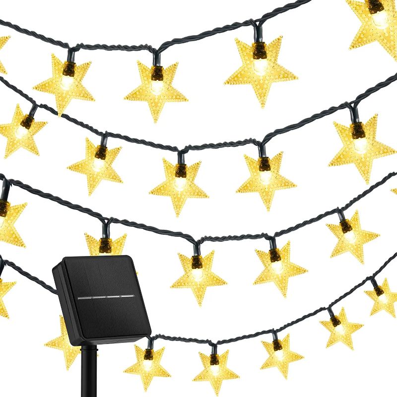 RoyaleGlow Solar Powered Waterproof Star String Lights - Outdoor LED Decoration - Star