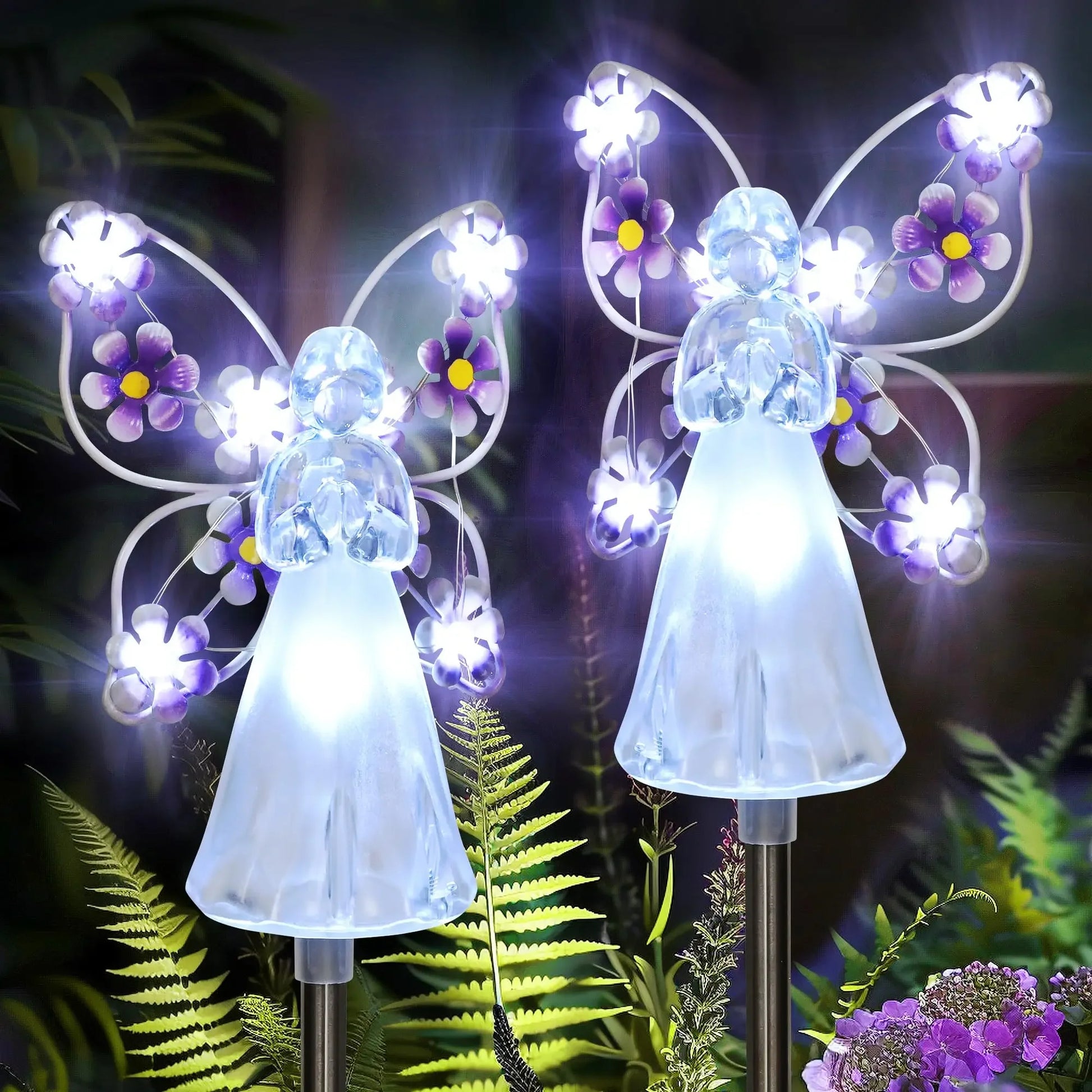 Solar Garden Light Angel Solar Landscape Decorative Light Outdoor Waterproof Solar Pathway Lights Grave Cemetery Sympathy Gift 0