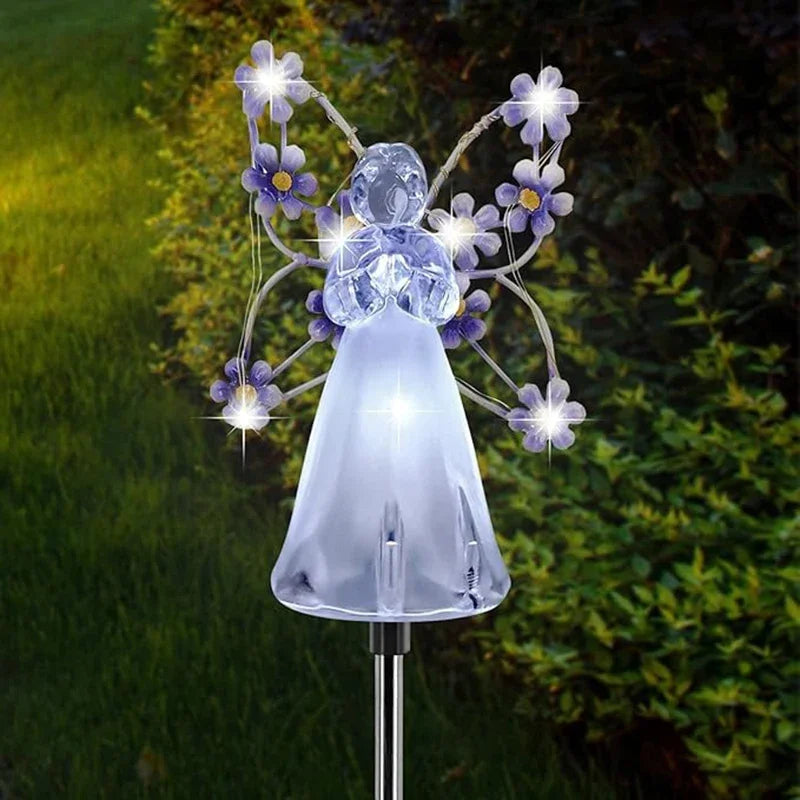 Solar Garden Light Angel Solar Landscape Decorative Light Outdoor Waterproof Solar Pathway Lights Grave Cemetery Sympathy Gift 6