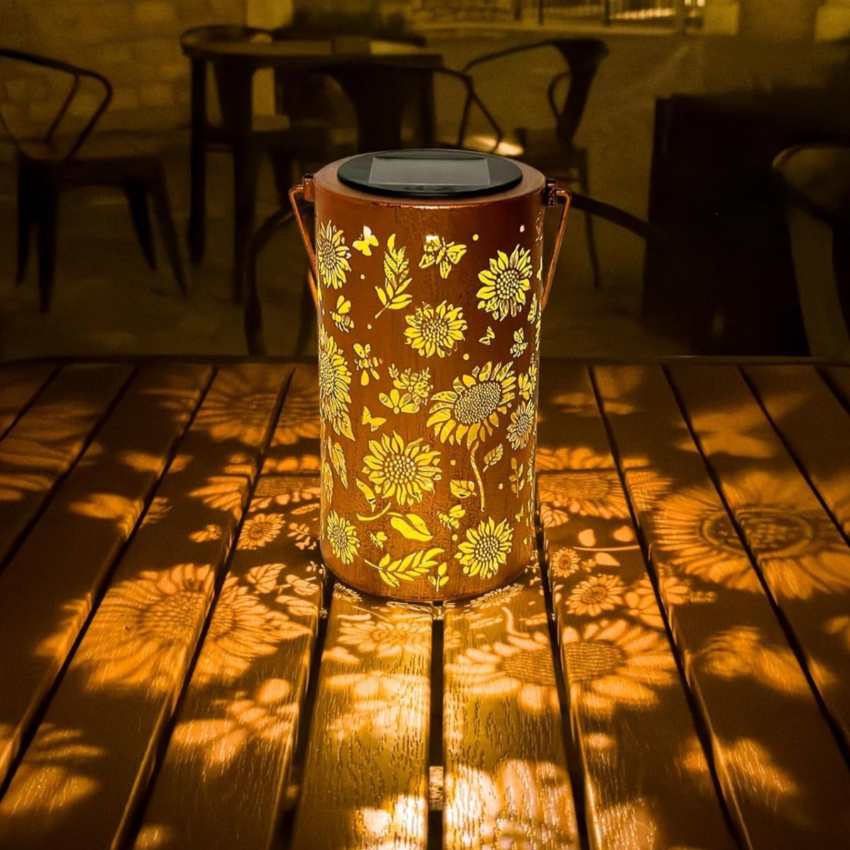 LuxRoyale Solar Pattern Lantern Outdoor Indoor Decor With Solar Power